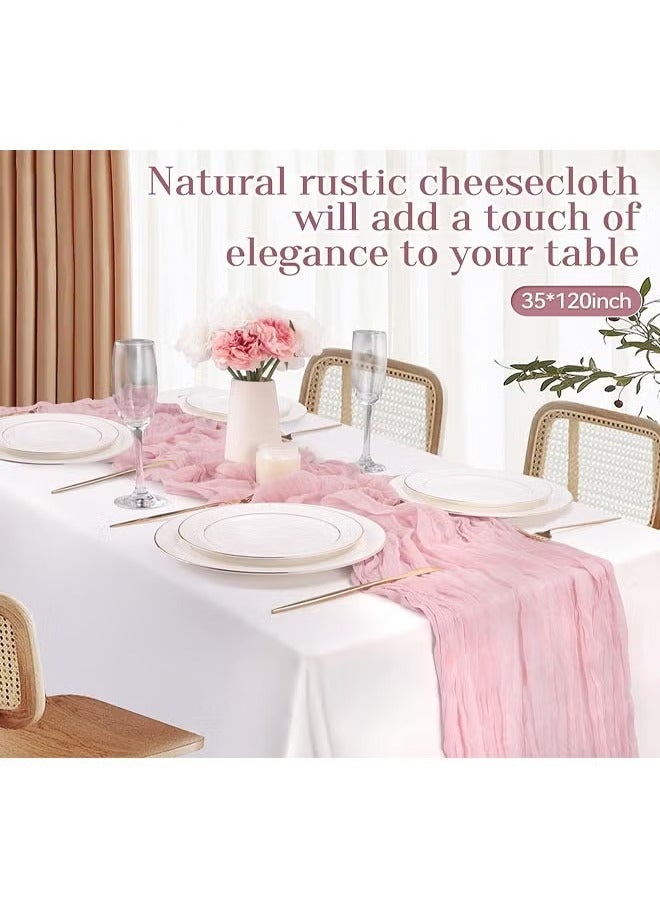 90CM*300CM Bohemian Cheese Cloth Tablecloth or Table Runner 90CM*300CM– Soft Woven Polyester, Flowing Drape Design – Rustic Boho Style for Wedding, Birthday, Bridal Shower, Holiday, Romantic Table Setting – Reusable, Washable, Durable Decor - Image 1